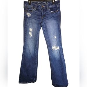 American Eagle Outfitters Women's Blue Distressed Jeans